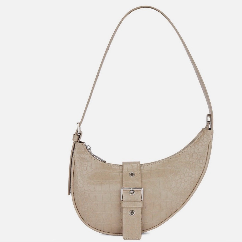 8 Other Reasons Tan Croc-Embossed Shoulder Bag Nwt